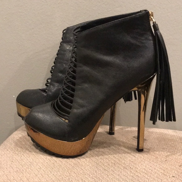 Black & gold platform heels - Picture 3 of 3